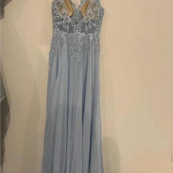 Jovani Light Blue Lace Prom Dress - Picture 4 of 5
